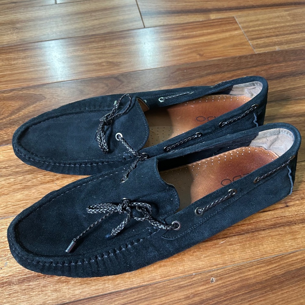ALDO Mens Black Suede Leather Tie Boat‎ Shoes Loafers Slip Ons Size 14